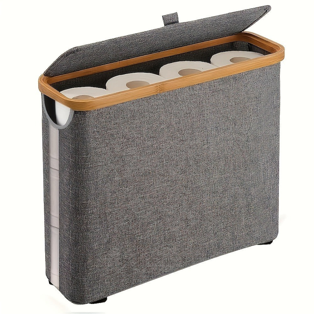 Bamboo Toilet Paper Holder Freestanding Bathroom Storage Organizer Holds 12 Rolls Tissue Roll Dispenser Modern Slim Design for Bathroom Bedroom Laundry Room Tissue Accessories Storage