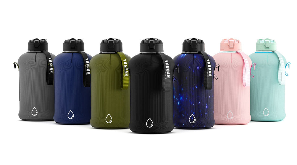 74oz Half Gallon Water Bottle with Straw & Handle ¨C Large BPA-Free Leakproof Gym Water Jug with Sleeve & Bottle Brush, Dishwasher Safe Workout Hydration Bottle ¨C Pink & Star Color