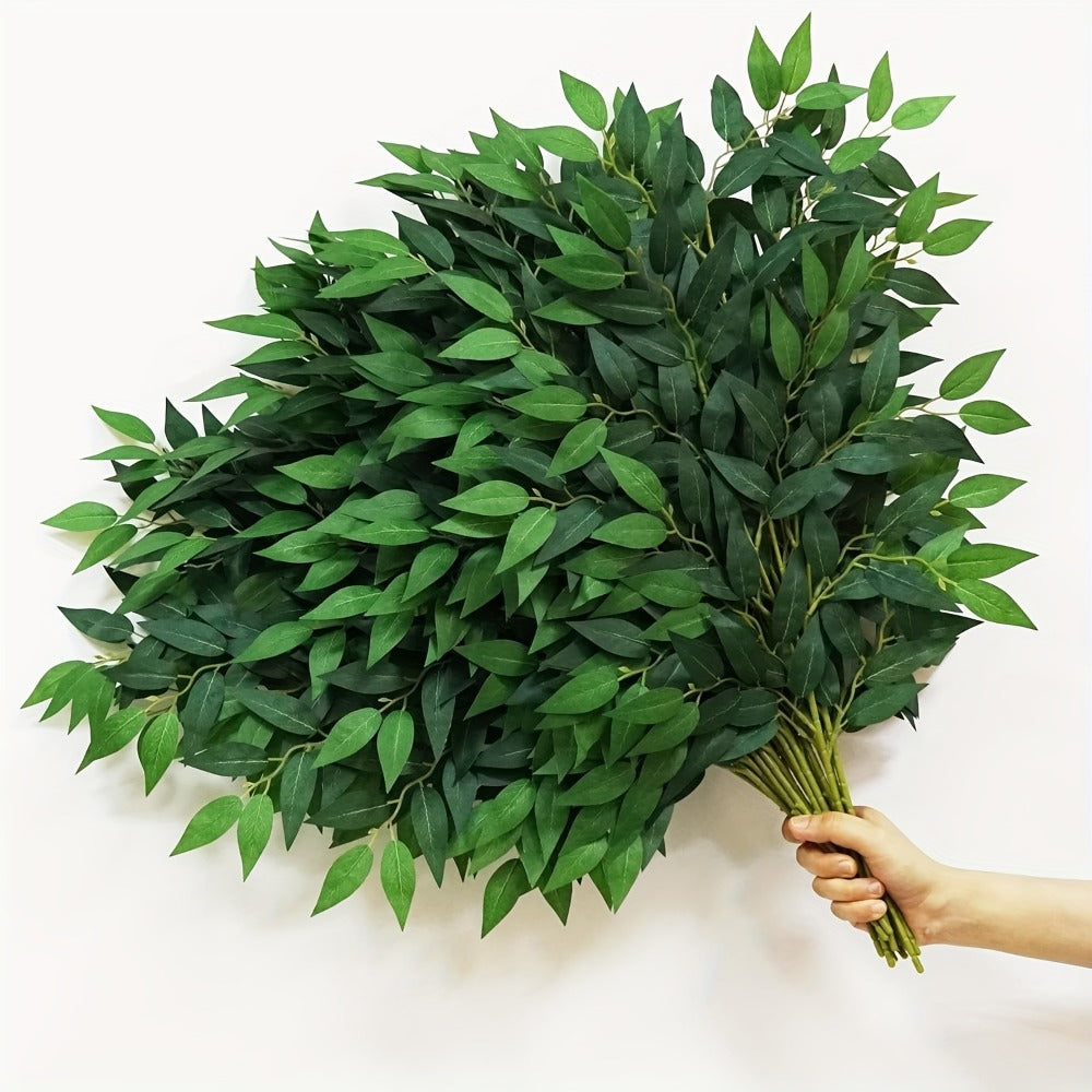 Artificial Italian Ruscus Greenery Stems 27.6¡± ¨C Faux Green Leaf Spray for Wedding Arch, Bouquet Filler, Table Centerpiece & Home Decor | Realistic Thick Foliage | 16, 24 or 32 Stems