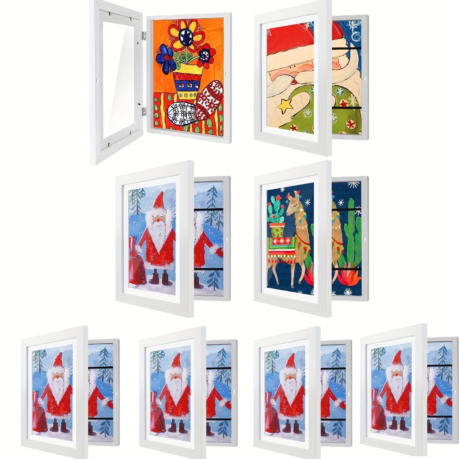 Kids Artwork Frames Front Opening Changeable 8.5x11 Inch Children Art Display Picture Frame for Drawing Crafts Photos Holds 130 Pieces Wood Black White