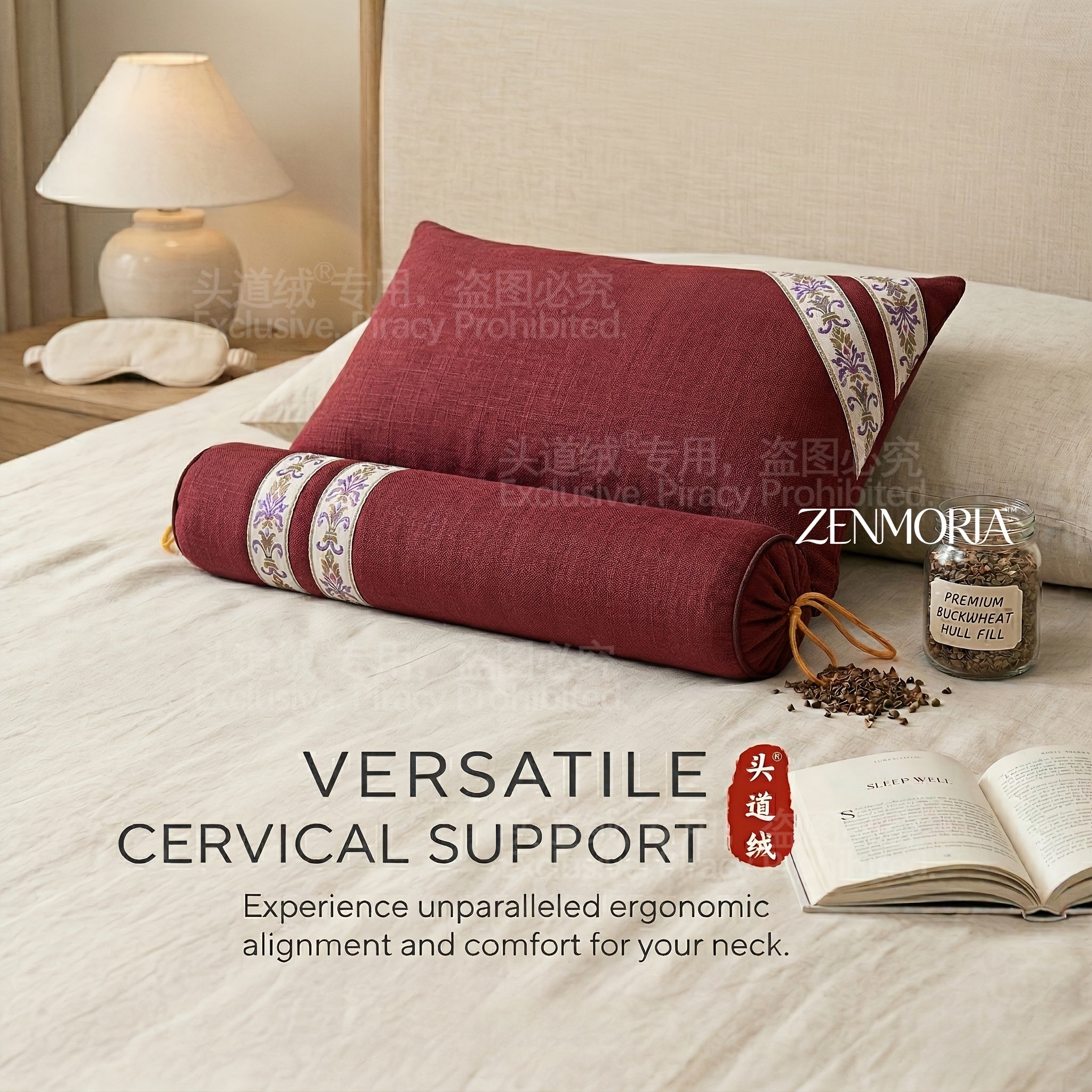 Detachable 2-in-1 Buckwheat Pillow ¨C Ergonomic Support & Adjustable Comfort for Better Sleep