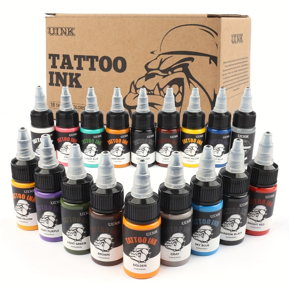 Tattoo Ink Set Professional 7 & 18 Colors 20ml Large Bottle Tattoo Cartridge Ink Kit for All Tattoo Styles Vivid Colors Long Lasting Safe Formula for Beginners & Artists