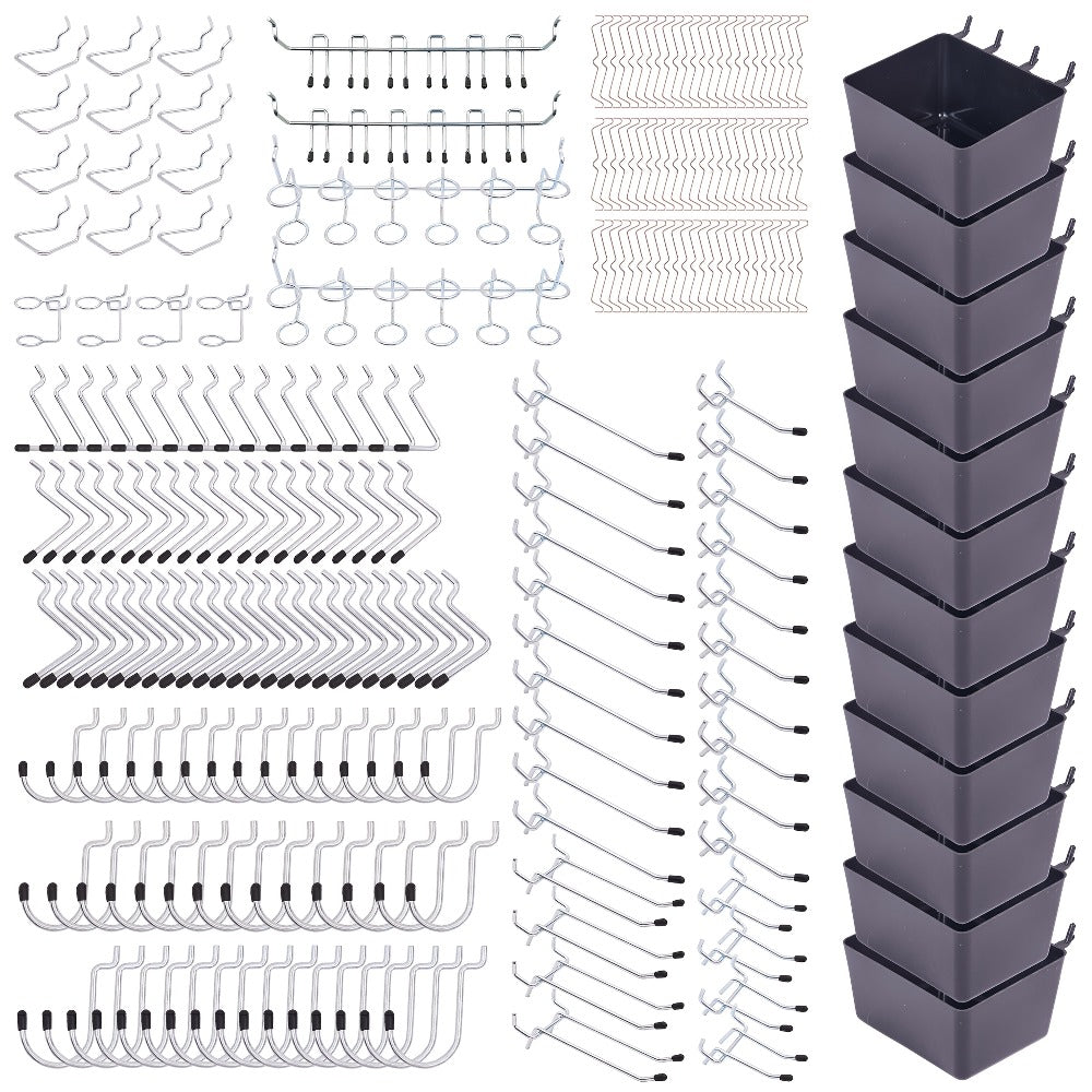 Pegboard Hooks Organizer Kit 278pcs with Bins ¨C 1/8 & 1/4 Inch Peg Board Hook Assortment for Garage Wall Tool Storage | Hanging Storage Accessories for Workshop, Craft Room & Home Organization