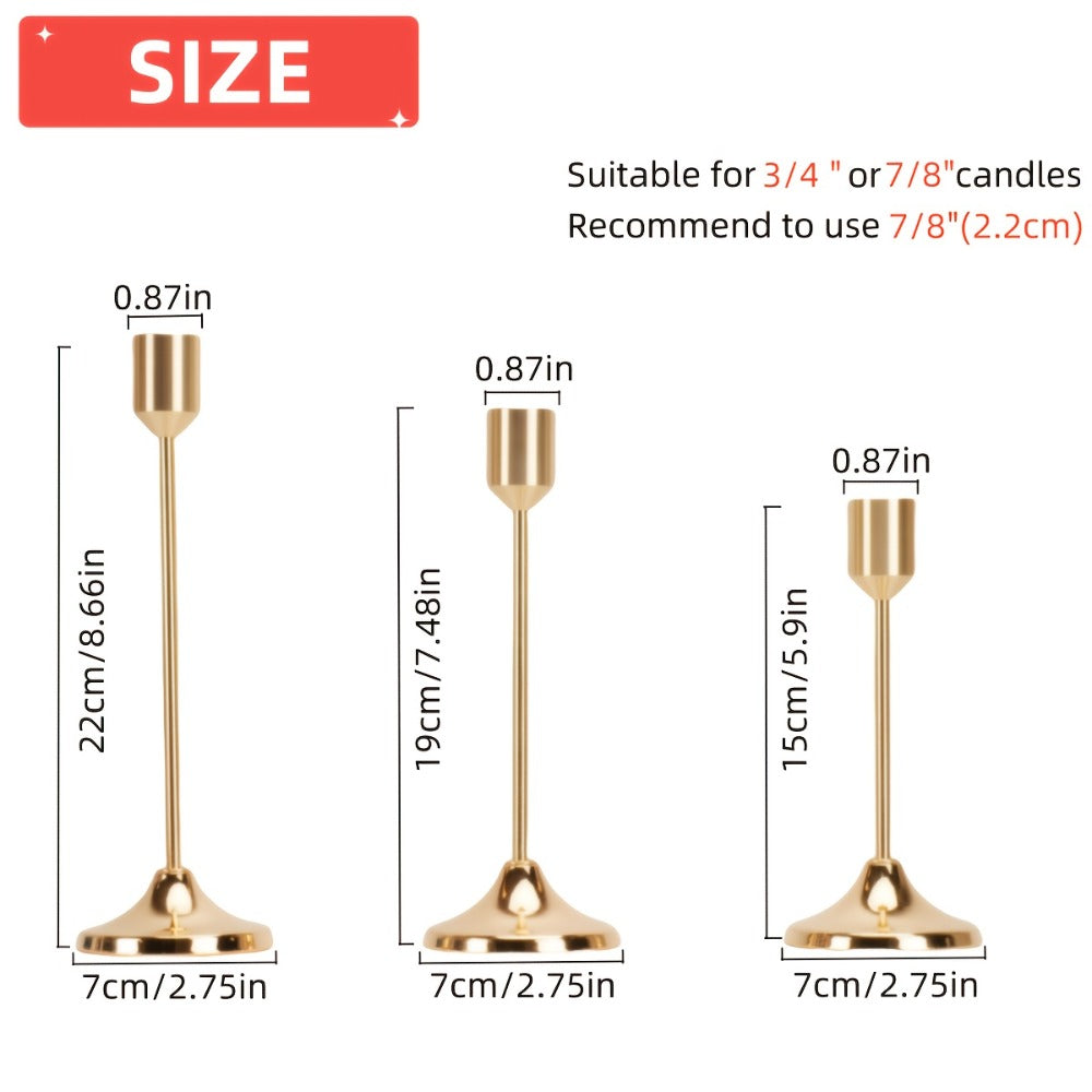 12pcs Metal Taper Candle Holders Set - Modern Tapered Design, Polished Finish, Tabletop Centerpiece for Christmas, Halloween, Weddings & Home Decor (Candles Not Included)