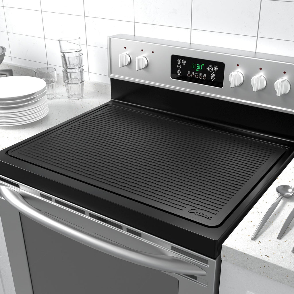 Silicone Stove Top Cover Mat 30x21in ¨C Thick Anti-Slip Glass Cooktop Protector, Heat Resistant Electric Stove Cover, Kitchen Countertop Mat & Dish Drying Pad for Home & Restaurant