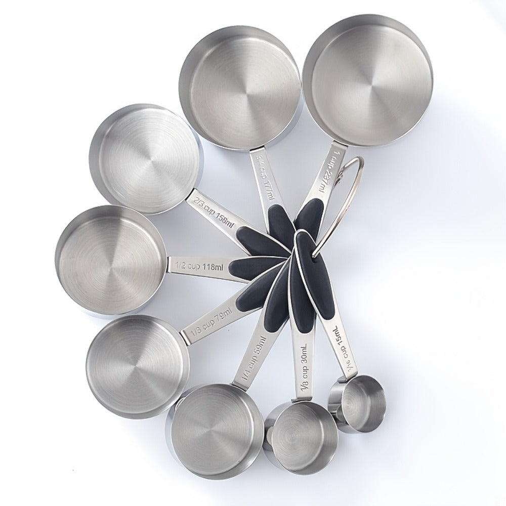 Measuring Cups and Spoons Set Stainless Steel, 8 or 17-Piece Stackable Baking Measuring Cup Set with Soft Handle for Wet and Dry Ingredients, Kitchen Baking Accessories, Black or Colorful