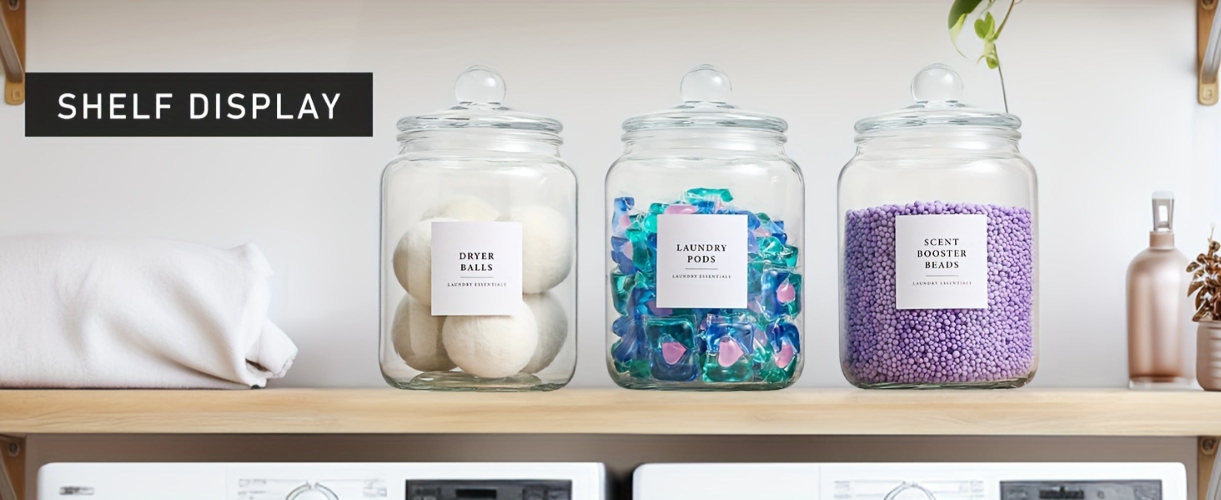 Airtight Glass Jars with Lids Labels and Spoons Half Gallon Storage Canisters for Laundry Detergent Pods Scent Booster Beads Kitchen Pantry Organization Food Safe Wide Mouth 1 2 3 4 Pack
