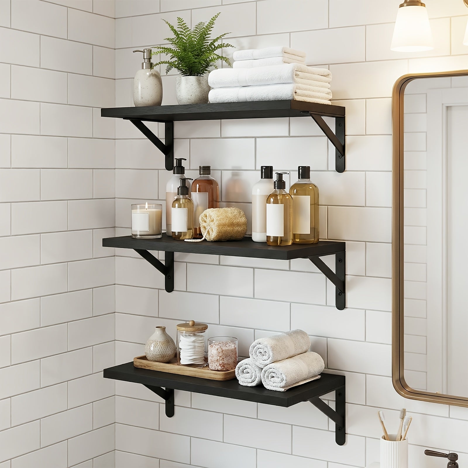 Floating Shelves for Wall ¨C 3 or 6pcs Heavy Duty Farmhouse Wall Shelves for Bedroom, Bathroom, Living Room & Kitchen Decor ¨C Long Ledge Shelf for Storage & Display (Multiple Colors & Sizes)