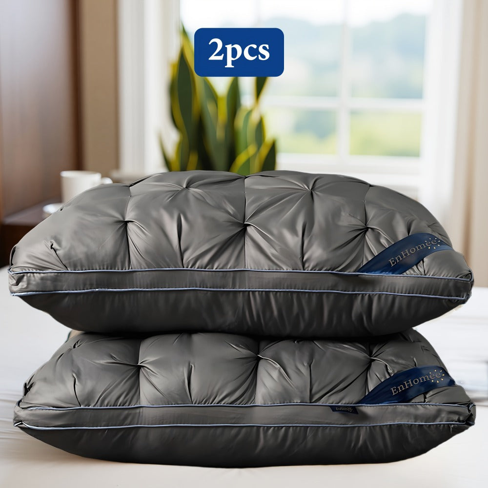 Bed Pillow 2 Pack Hotel Quality Twisted Flower Design 900g Fill - Adjustable Zipper Closure Breathable Polyester Sleeping Pillow for Side Back Stomach Sleepers, Luxury Soft Support Pillow Set