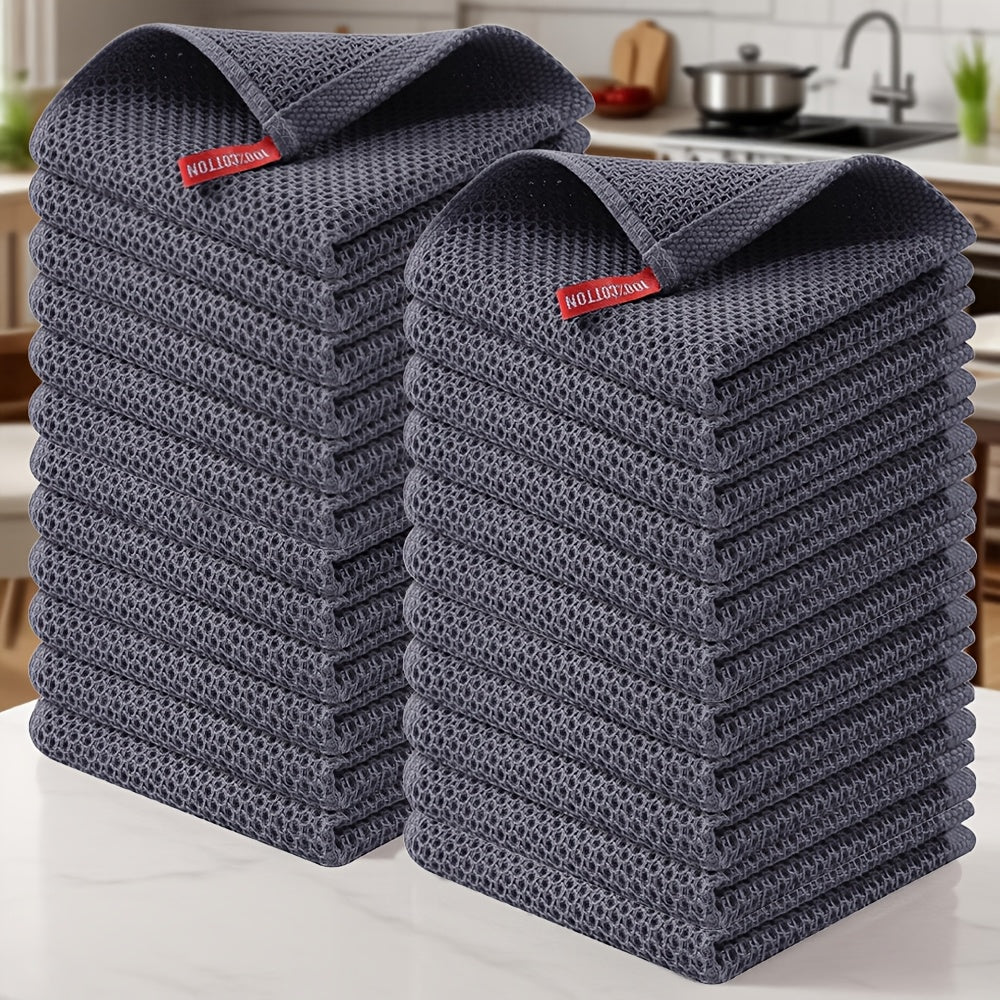 Kitchen Dish Cloths 23pcs 100% Cotton Waffle Weave Ultra Soft Absorbent Quick Dry Dish Towels 12x12 Inch for Cooking Cleaning Wiping Hands Kitchen Decor Gift