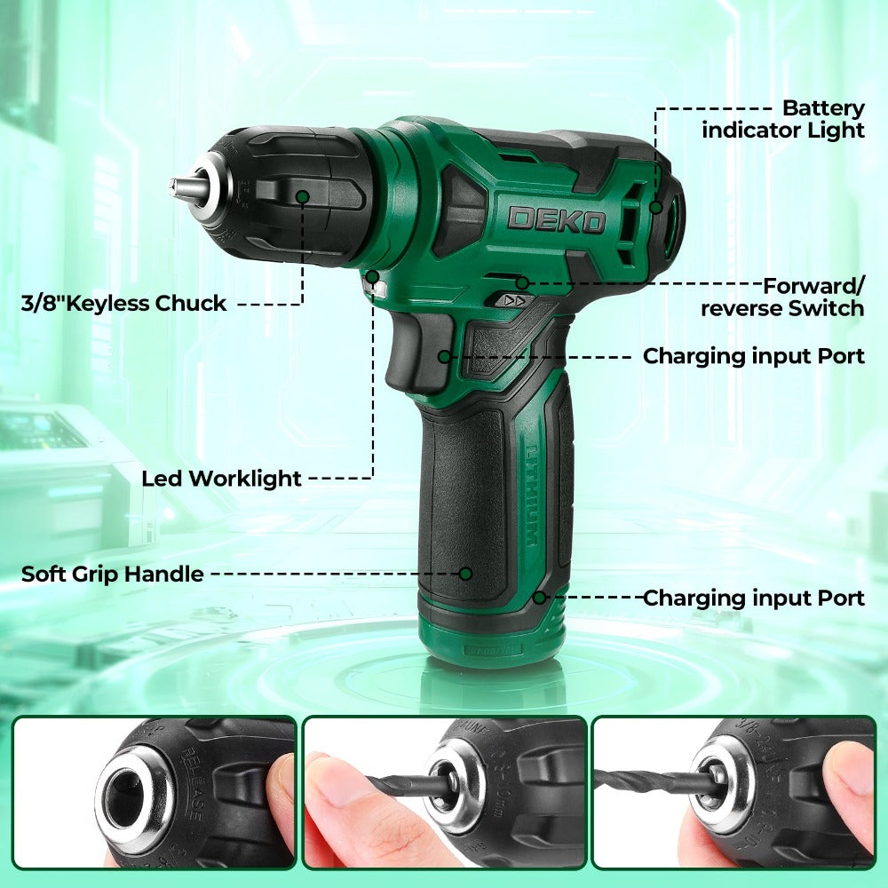Cordless Drill Tool Kit 119/151PCS ¨C 8V/12V Electric Power Drill Set with Screwdriver, Hammer, Wrench | All-in-One Home Repair & DIY Hand Tools for Women | Perfect Gift