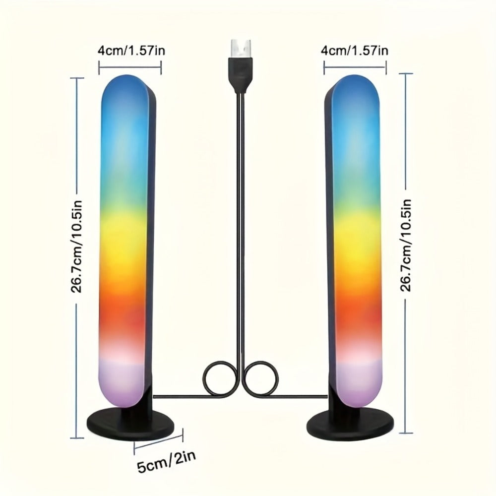 RGB LED Geometric Table Lamp with Remote Control - USB Powered Color-Changing Mood Light, Polished Metal End, for Bedroom TV Backlighting Gaming Party Decoration, Modern Design, Double Head