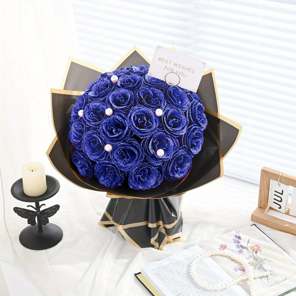 Artificial Flash Rose Bouquet 24/36 Pcs ¨C Simulation Shiny Fake Roses for Wedding, Engagement, Anniversary & Holiday Decorations, Multiple Colors