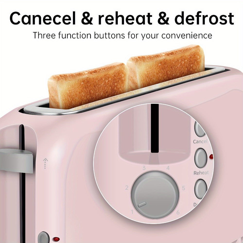 Slim Toaster 2-Slice ¨C SEEDEEM 6-Setting Shade Control, Cancel, Reheat & Defrost, Removable Crumb Tray, 750W Compact Fits-Anywhere Design for Bread, Waffles & Bagels, 6 Colors Available
