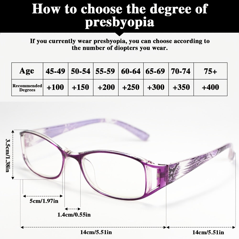Womens Reading Glasses 16 Pack Elegant Square Full Frame High Definition Lenses 4 Colors Purple Blue Brown Black Comfortable Stylish Readers for Computer Book Reading Long Distance Magnification 1.0 to 4.0