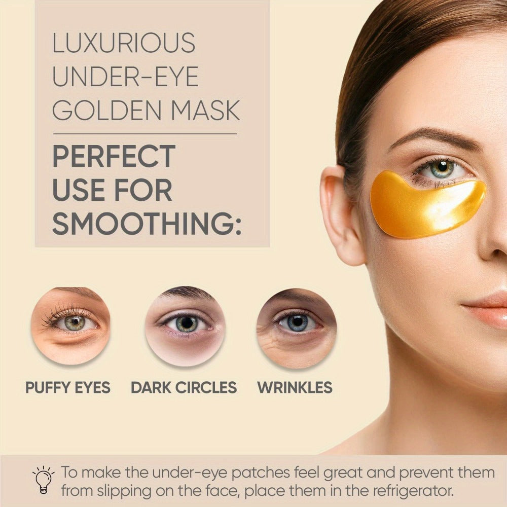 24K Gold Eye Patches 25 Pairs Collagen Under Eye Mask with Glycerin Hydrating Eye Pads for Dark Circles Puffiness Anti-Aging Eye Treatment for Men and Women All Skin Types Wedding Party Skincare