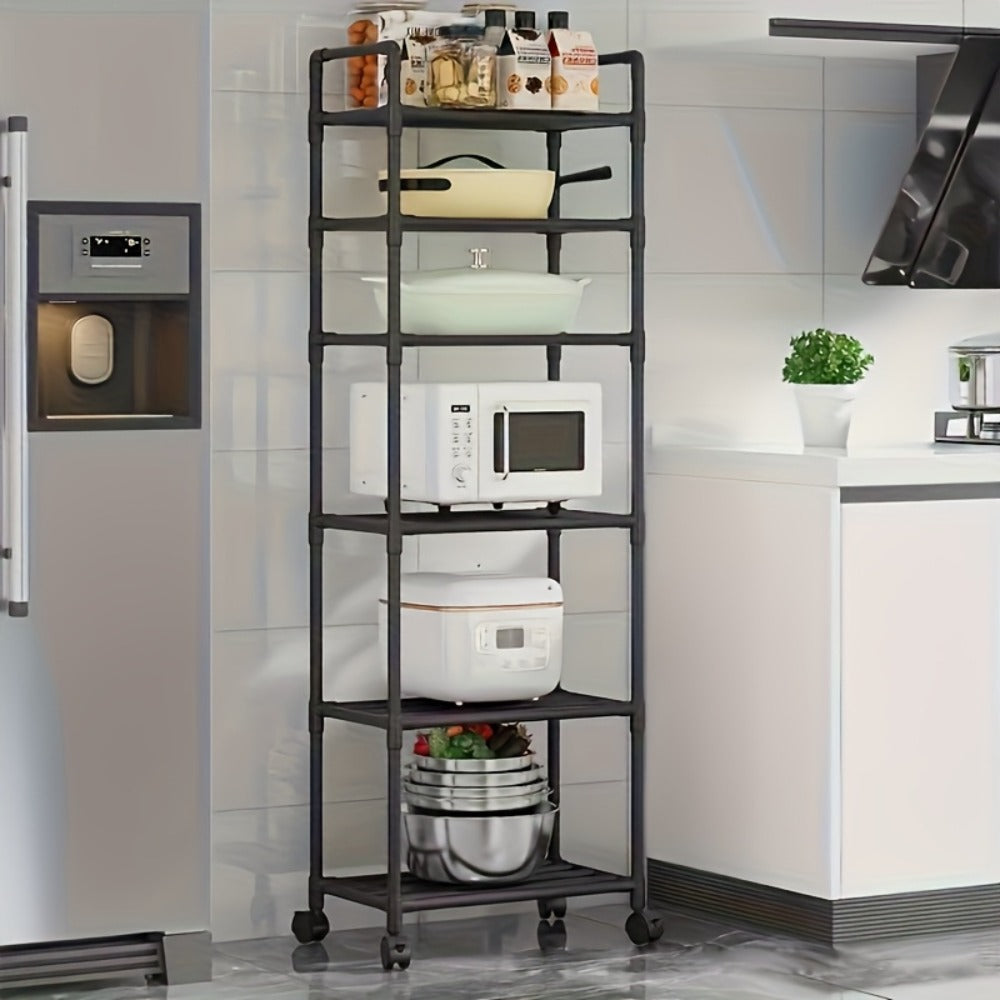 6-Tier Heavy Duty Storage Shelf Freestanding Metal Shelving Unit with Leveling Feet for Pantry Kitchen Garage Workshop - Space Saving Rack No Tools Required Easy Assembly Home Organization