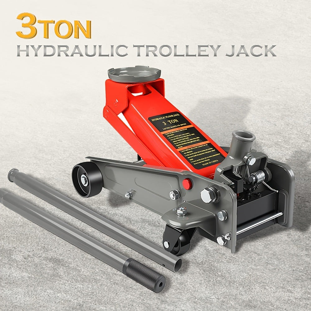 3 Ton Floor Jack with Wheels Rapid Pump Low Profile Car Jack 5.31¡±-18.11¡± Lift Range 460mm Max Height ¨C Heavy Duty Hydraulic Floor Jack for SUV Truck Sedan, Blue & Red Available