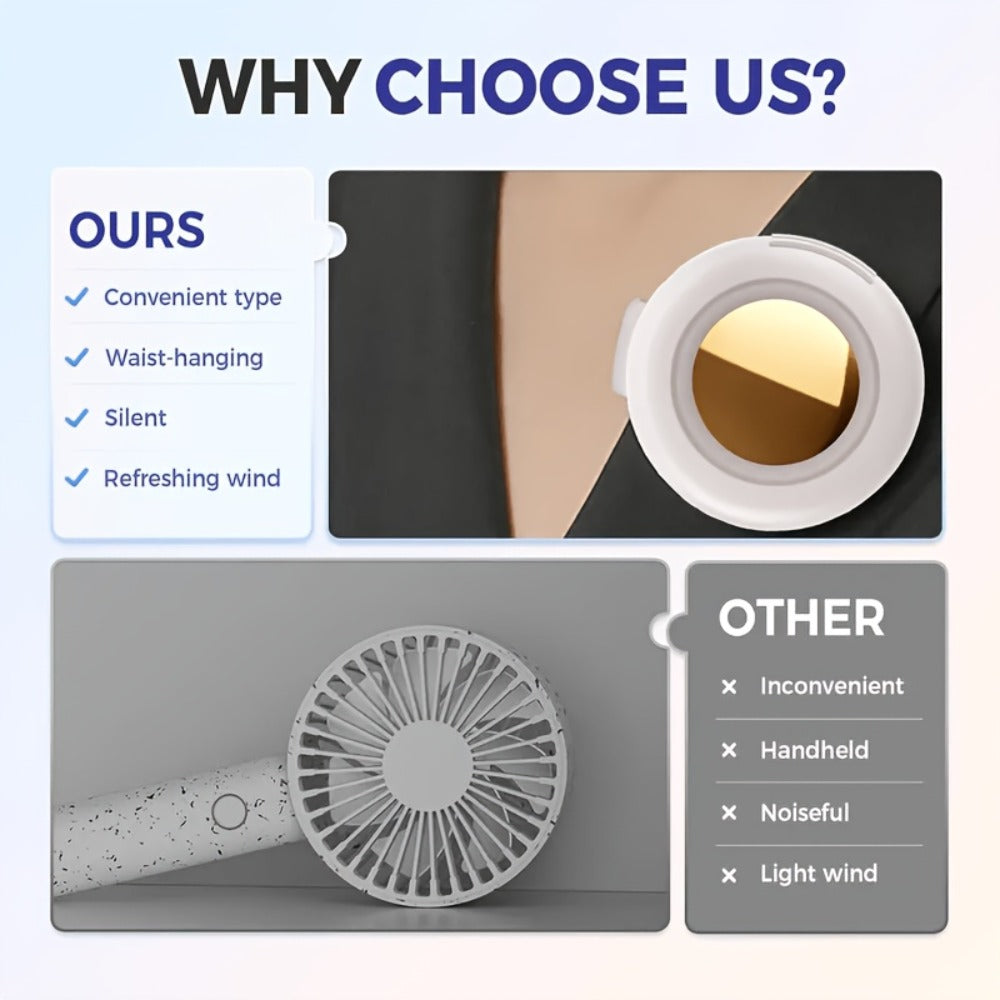 Clip-On Bladeless Neck Fan 360¡ã Surround Wind | Rechargeable Hands-Free Mini Fan for Shirt & Waist, Portable Personal Cooling for Outdoor, Travel & Sports ¨C Digital Display Option, Pink, Green & White, 1pc & 2pcs