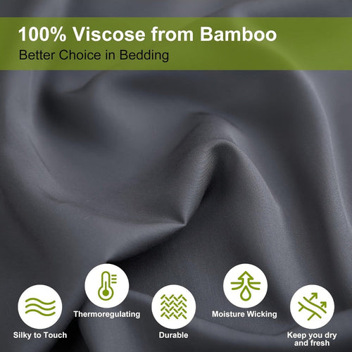Bamboo Bed Sheets Set Twin Full Queen King ¨C Cooling Breathable Viscose Fitted Sheet for Hot Sleepers Hotel Luxury Deep Pocket Bedding 13 Colors Available
