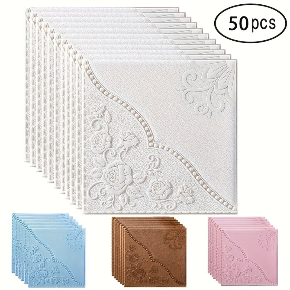 Peel and Stick Tile Stickers 13.78x13.78in Self-Adhesive Glam Plaid Pattern Wall Tiles for Kitchen Bathroom Living Room ¨C 50pcs PVC Waterproof Removable Backsplash Decor
