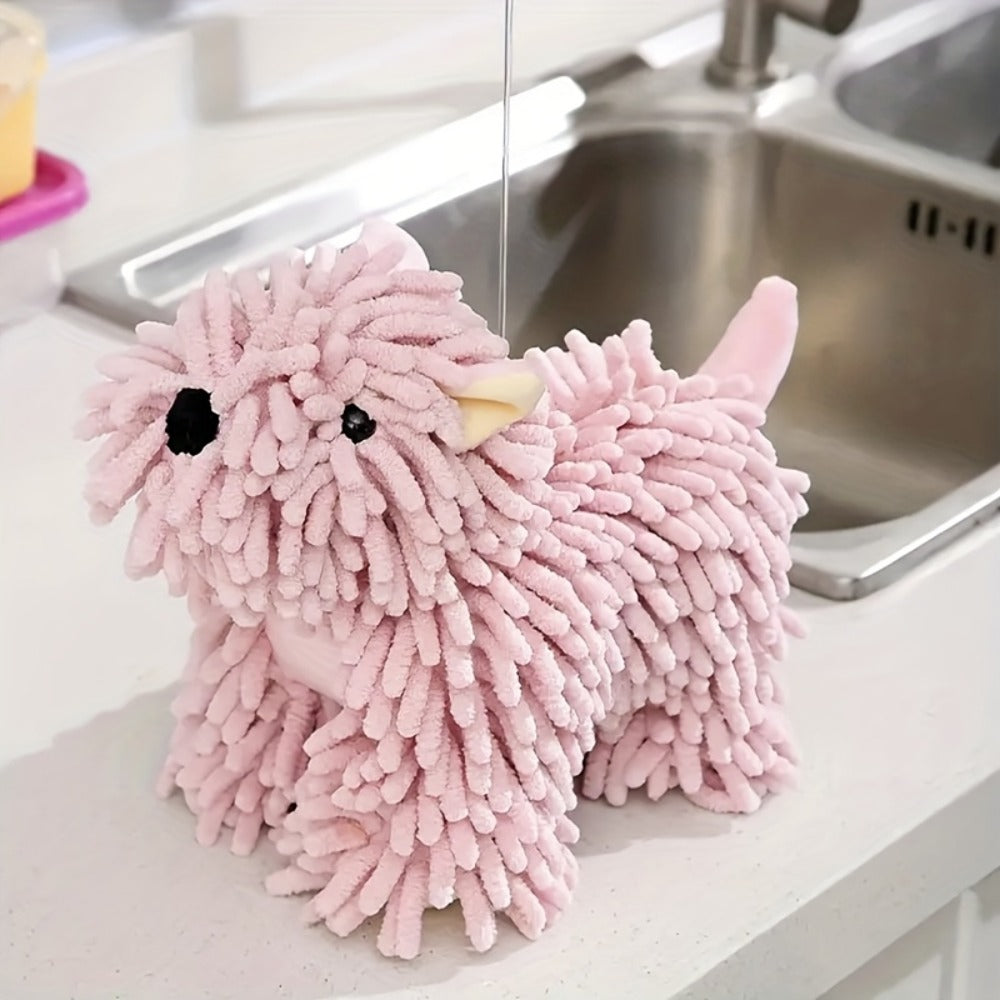 Cute Puppy Hand Towel Wall-Hanging Kitchen Bathroom Towel ¨C Soft Absorbent Cartoon Dog Decorative Cloth 150g/©O