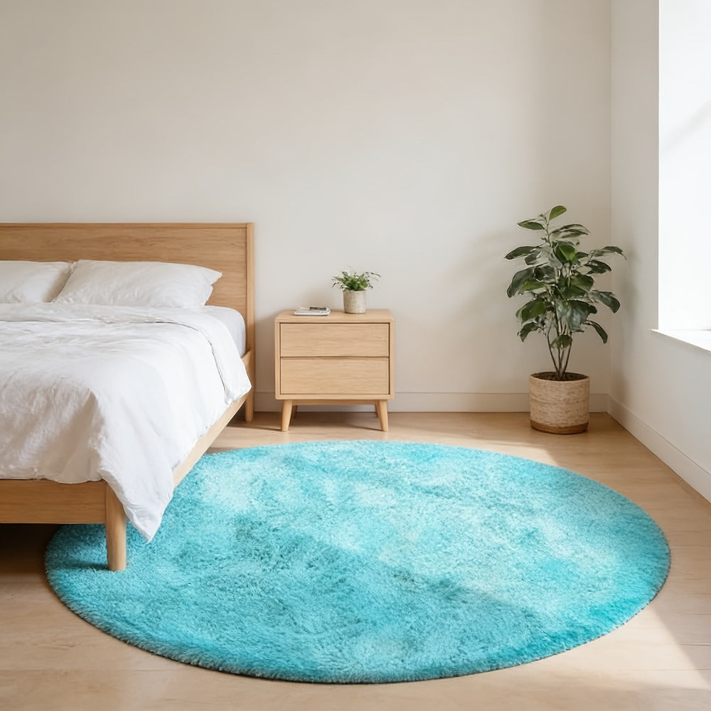 Round Faux Fur Area Rug - Soft Plush Circle Carpet for Living Room Bedroom, Machine Washable, Multiple Colors & Sizes