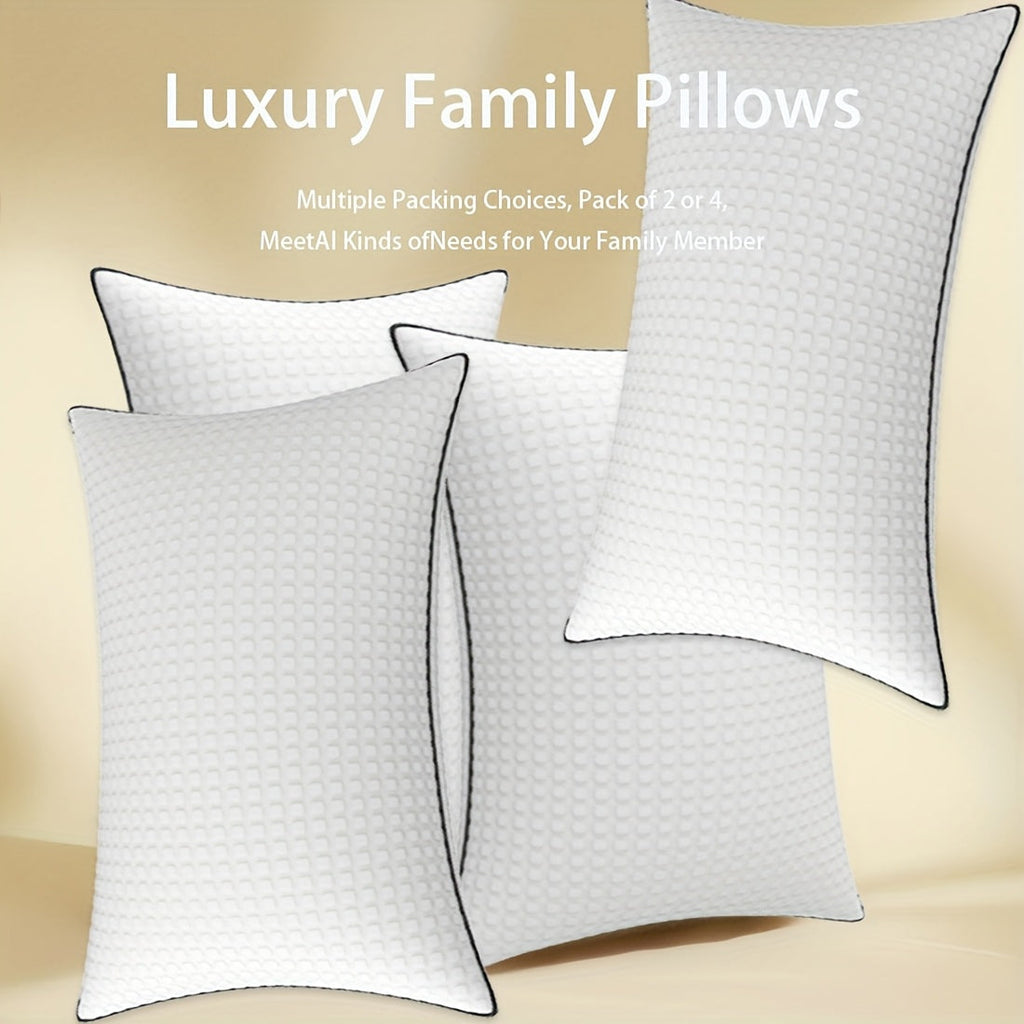Cooling Bed Pillows Ultra-Soft Hollow Fiber Fill with 3D Airflow Technology ¨C Hotel-Grade Breathable Support for All Seasons | Standard Queen King | 2 or 4 Pack