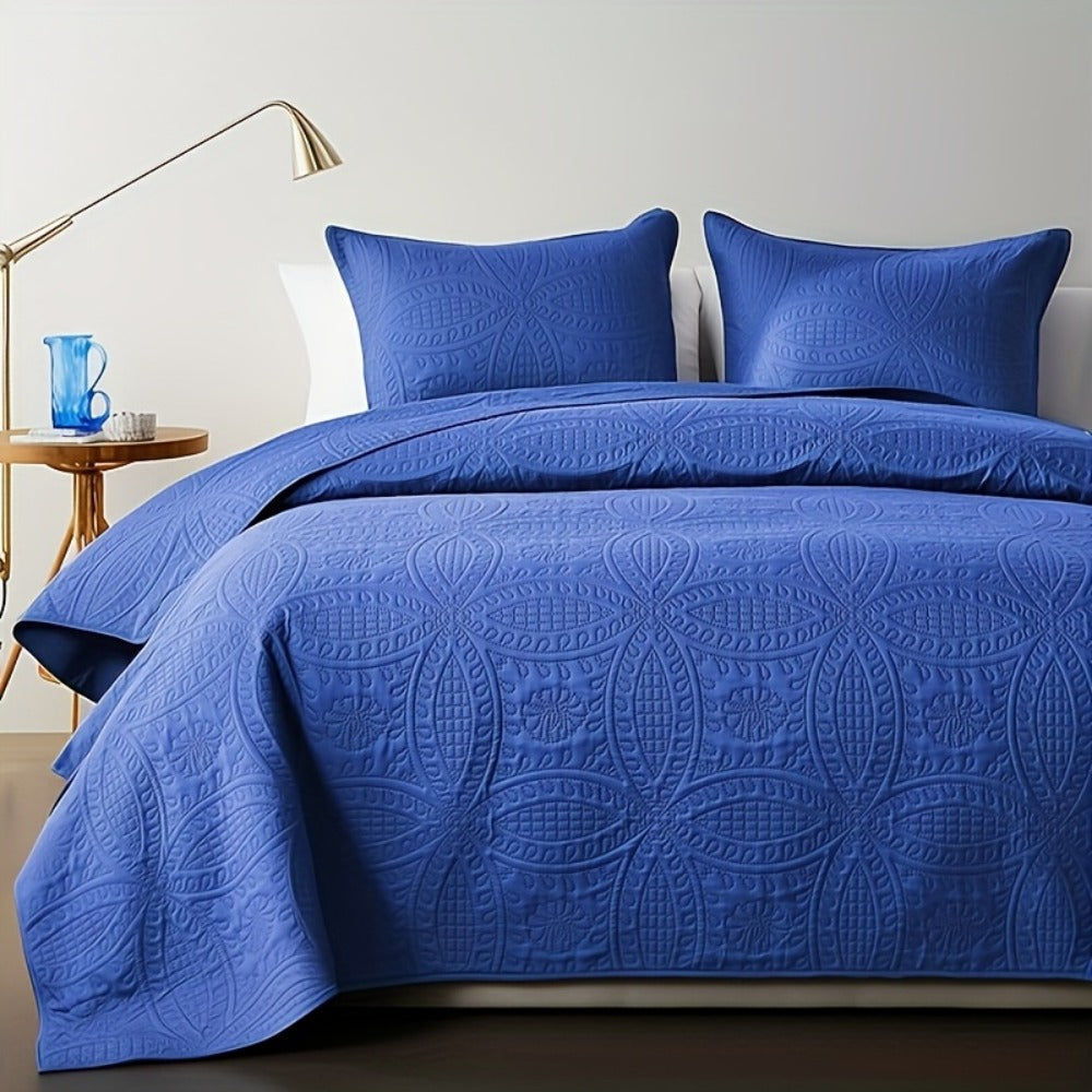Quilt Set Bedspread with Pillowcases - Lightweight Microfiber Coverlet Twin Full Queen King, Soft Breathable Coin Pattern Comforter Set for Bedroom Dorm School