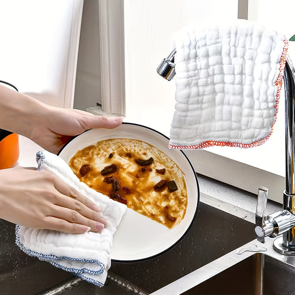 8pcs Cotton Dish Cloths Super Absorbent Reusable Kitchen Cleaning Towels Soft Dishcloths for Home Dining Room