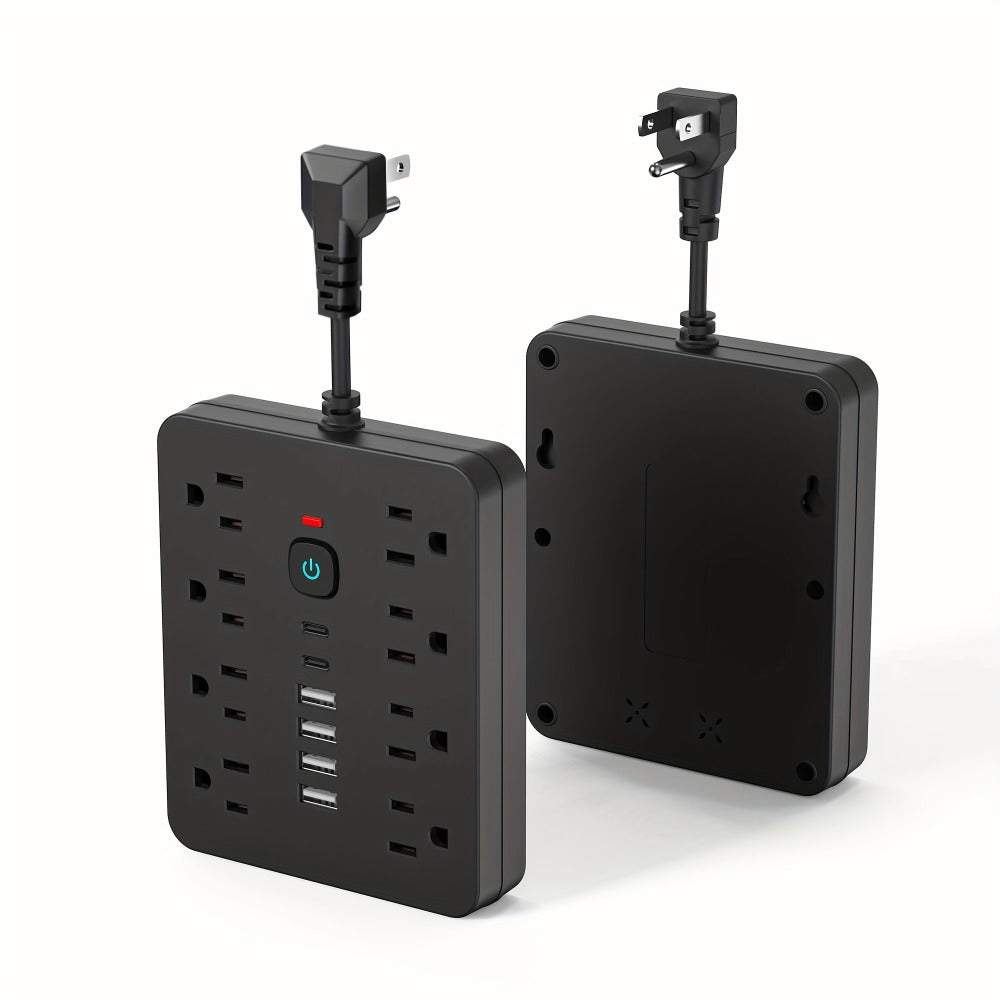 Power Strip Surge Protector 14-in-1 with 8 AC Outlets, 4 USB & 2 Type-C Ports ¨C Flat Plug Space-Saving Extension Cord, Compact Multi-Plug Outlet Expander for Home Office Desk & Kitchen