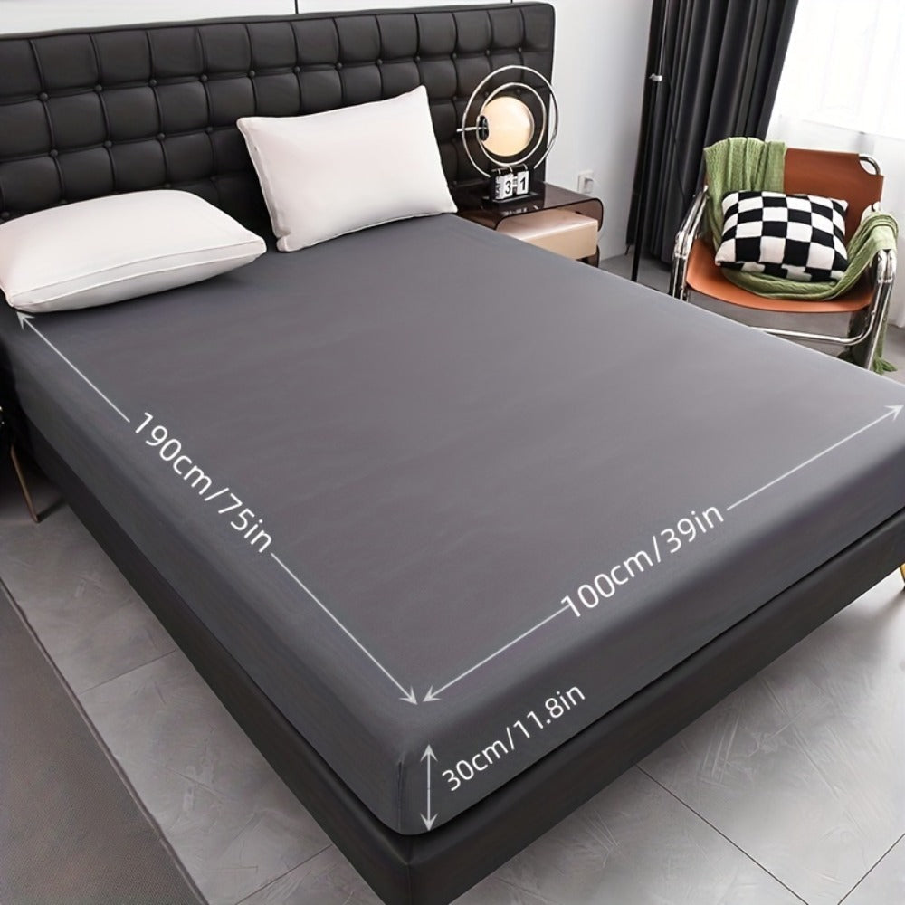 Waterproof Fitted Sheet Soft Breathable Mattress Cover Solid Color Deep Pocket Bed Sheet for Bedroom Guest Room Dorm Twin Full Queen King