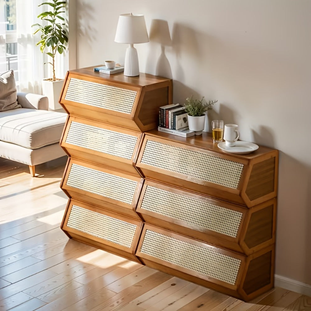 Bamboo Shoe Rack with Flip Drawer Freestanding Narrow Entryway Shoe Organizer 2 Sizes Stackable Storage for Living Room Bedroom