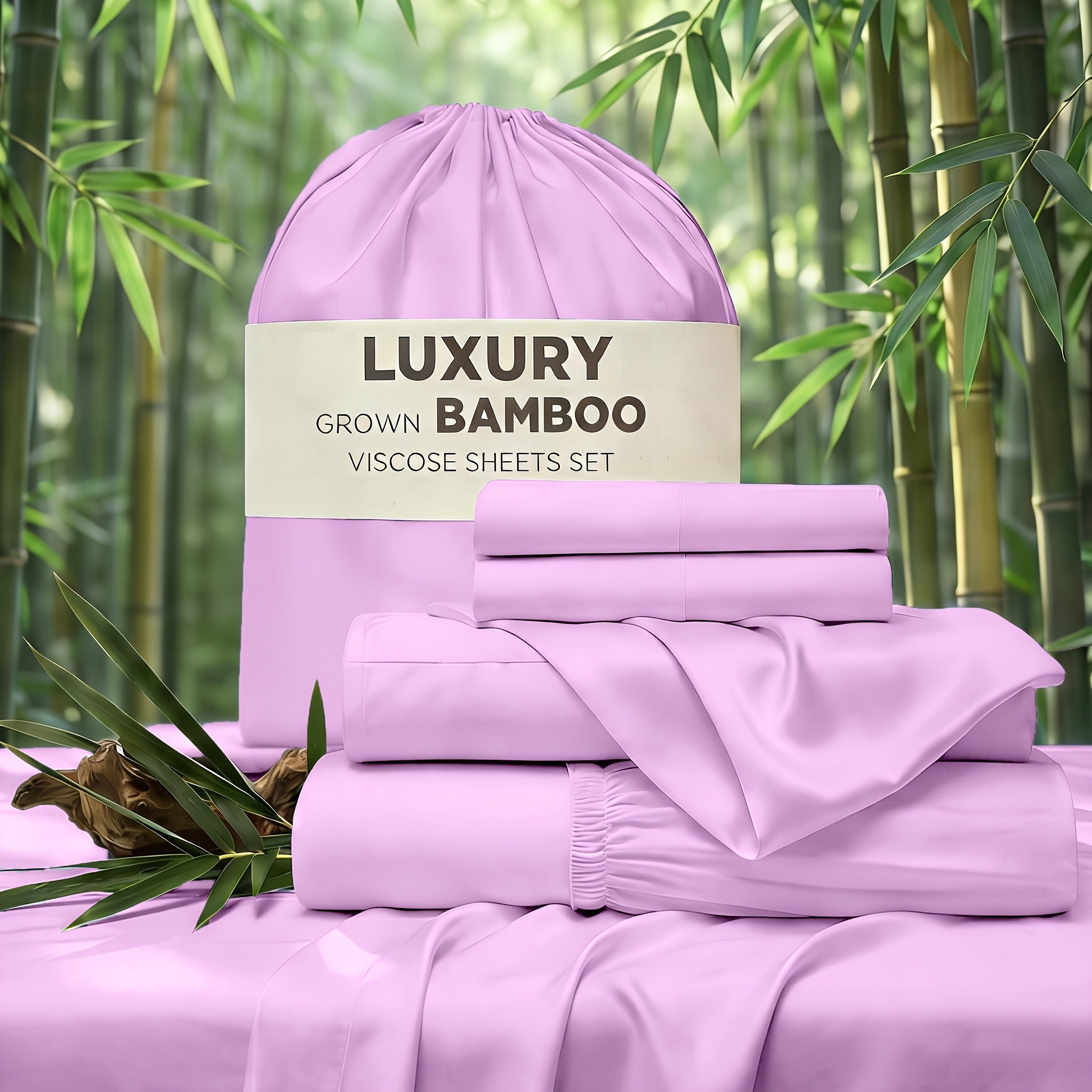 Cooling Bed Sheet Set 4 Piece Bamboo Rayon Deep Pocket Twin Full Queen King Extra Soft Wrinkle Fade Stain Resistant Hotel Luxury Pillowcase Bedroom Decor