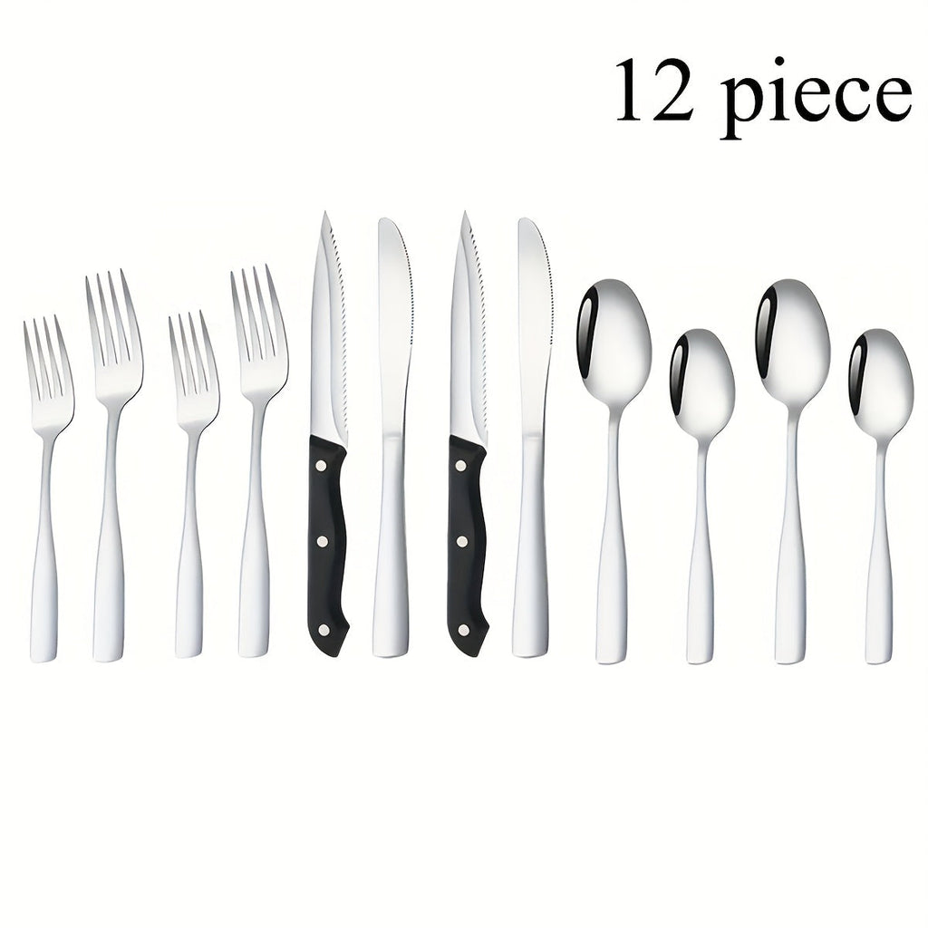 Stainless Steel Flatware Set, Mirror-Polished Cutlery Set for Home & Hotel, Gift Box Included, Dishwasher Safe Silverware for Parties, Weddings & Banquets