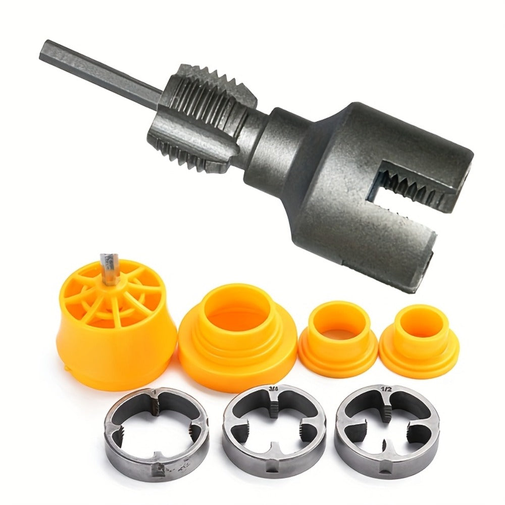 Pipe Thread Cutting Tool ¨C High-Speed Steel Electric Drill Compatible PVC & Steel Pipe Threader, Inside & Outside Threading for 1/2¡± & 3/4¡± Pipes, Professional Plumbing & DIY Kit