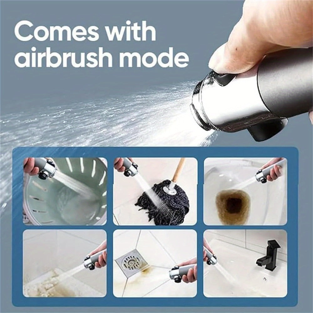 Filtered Handheld Shower Head High Pressure 4 Spray Modes ON/OFF Switch with Hose 5 Filter Elements Pet Shower