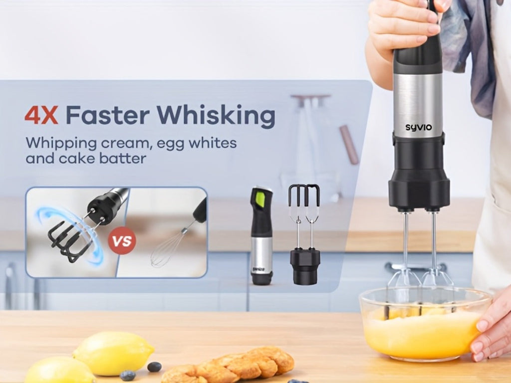 Immersion Blender 1200W 9-in-1 Heavy Duty Hand Blender Variable Speed with Time Display Chopper Whisk Milk Frother Beaker Electric Handheld Mixer for Soup Puree Smoothies