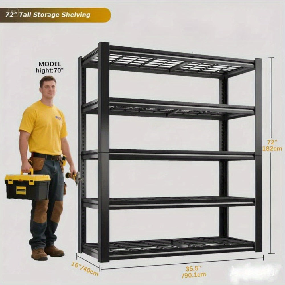2500LBS Garage Storage Shelves Adjustable Metal Shelving 72¡± ¨C Upgrade Double Layer Column Commercial Grade Utility Rack | 5-Tier Steel Shelf for Warehouse, Basement, Kitchen & Pantry | 35.5¡±W ¡Á 16¡±D ¡Á 72¡±H Black