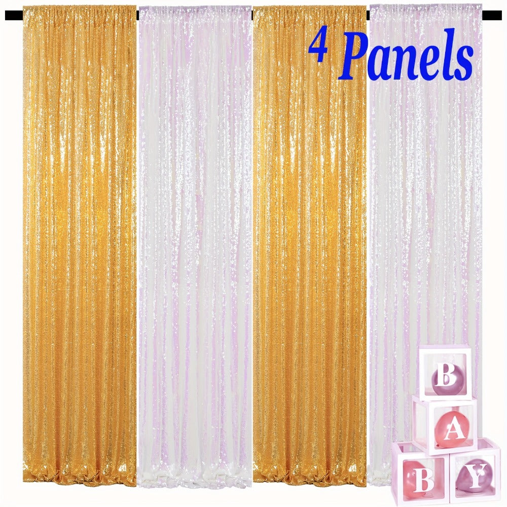 Sequin Backdrop Curtain 4 Panels 2FTx8FT ¨C Shimmer Glitter Background for Wedding Party Photo Booth Decoration