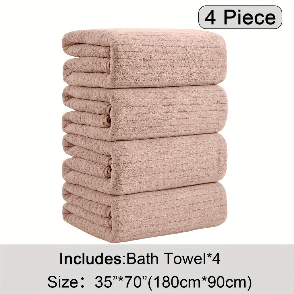 Bath Towels Set 4 Pack 35x70 Inch Oversized Extra Large - Microfiber Super Absorbent Quick Dry XL Bath Sheet Soft Bathroom Towels | 13 Colors | Family Hotel Spa Shower Towel Set Coastal Style