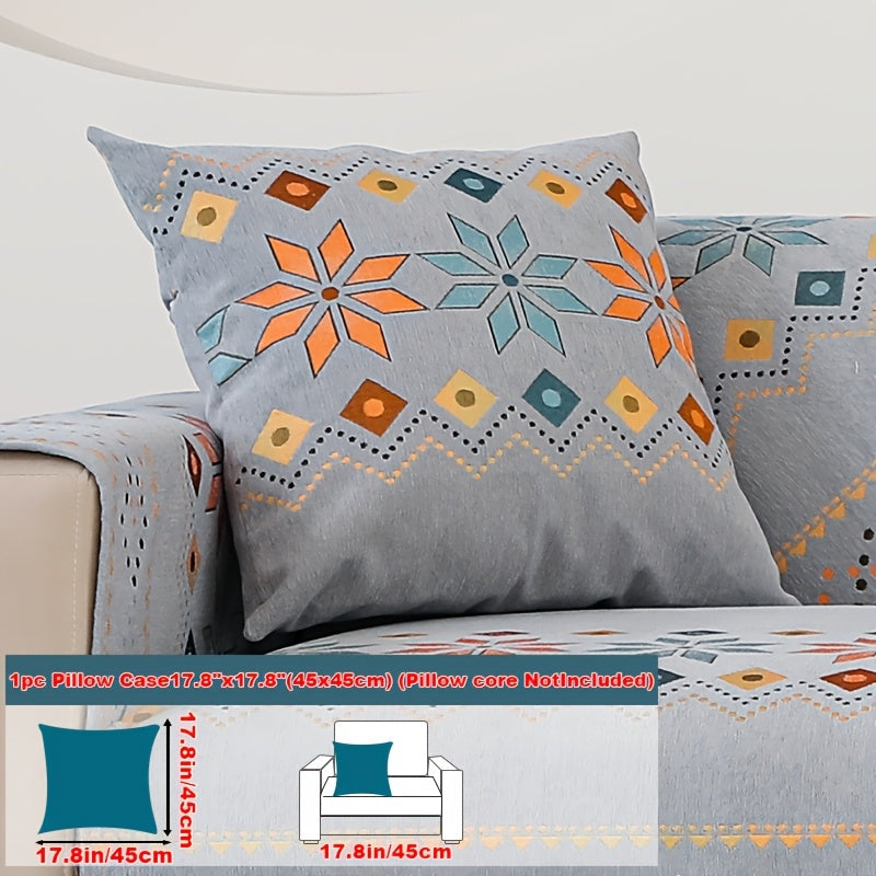Chenille Sofa Cover Bohemian Style Jacquard Knit Anti-Slip Pet Friendly All Season Sofa Mat Protector - Single 2 3 4 Seater Armrest Backrest Pillow Case Grey White Yellow