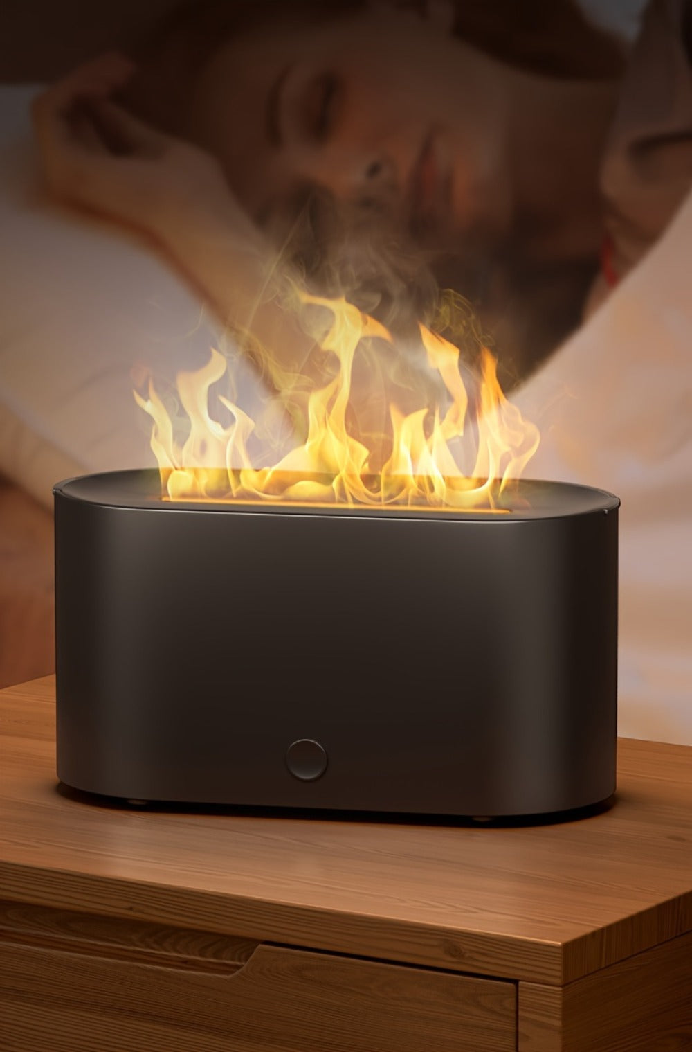 Flame Humidifier USB Mini - 7-Color Flame Atmosphere Light, Aromatherapy & Humidification 2-in-1, 3-Gear Mist Adjustable, Top Fill Design, Romantic Bedroom Decor Night Light, Christmas Gift