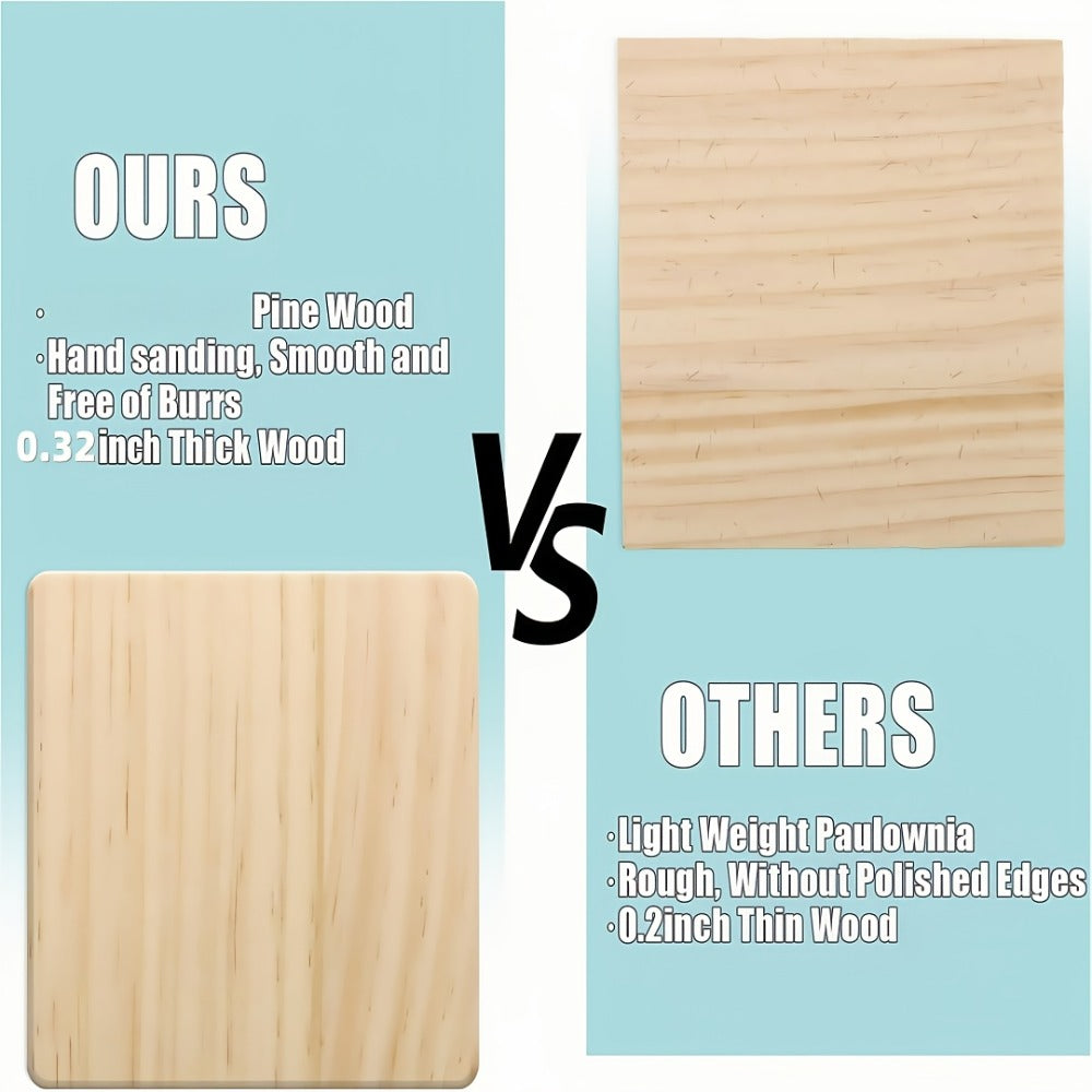 Unfinished Wood Coaster Blanks 4 Inch Round Square DIY Craft Supplies for Painting Engraving Burning with Non-Slip Felt Stickers Handmade Gift Home Decor Christmas Halloween Wedding