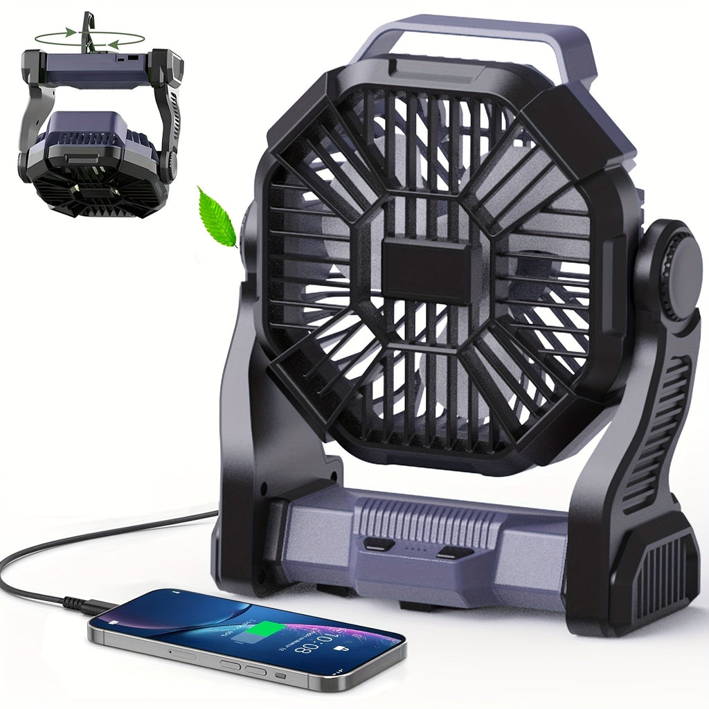 Camping Fan with LED Lantern, 3-in-1 Battery Powered Portable Fan Light for Tent Outdoor, Rechargeable Electric Fan with Timer 360¡ã Rotation, for Camping Hiking Barbecue Travel Emergency