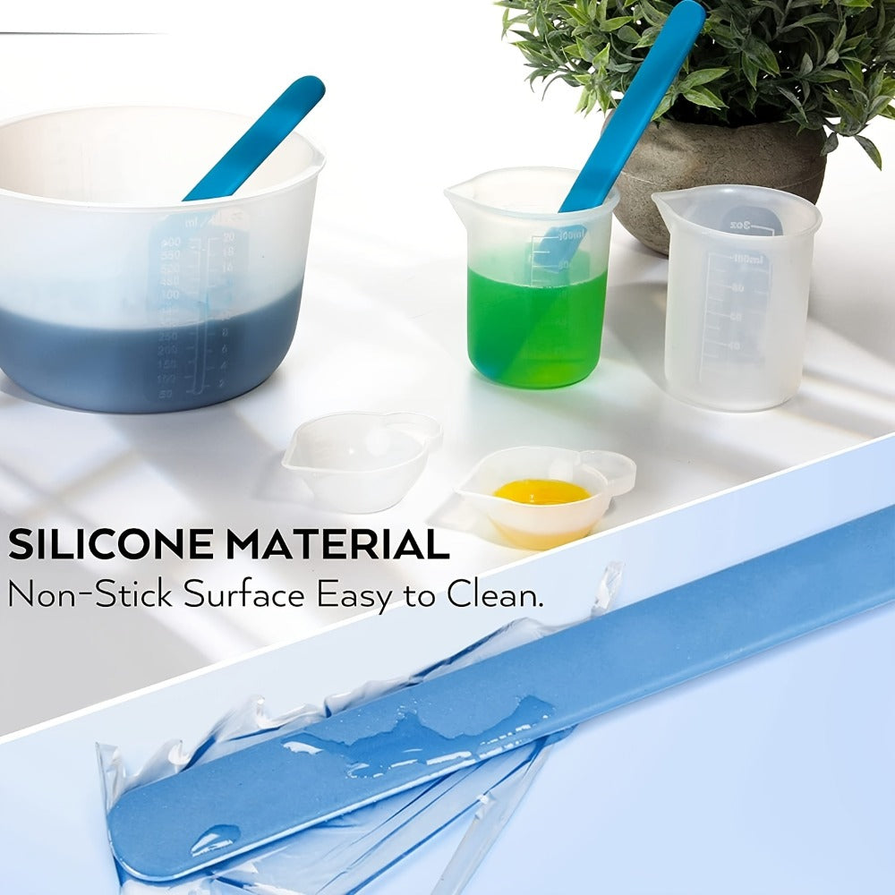 Silicone Resin Measuring Cup Kit ¨C DIY Epoxy Resin Craft Tools Set for Jewelry Making, Slime, Casting & Pouring ¨C Non-Stick Flexible Mixing Cups with Graduated Scale for Resin Art Beginners & Crafters