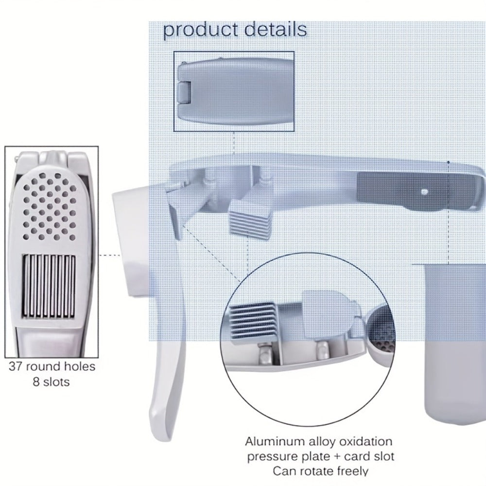Garlic Press 2-in-1 Garlic Mincer and Slicer Stainless Steel Manual Garlic Crusher Presser for Fine Mince Puree Kitchen Tool for Home Restaurant Hotel