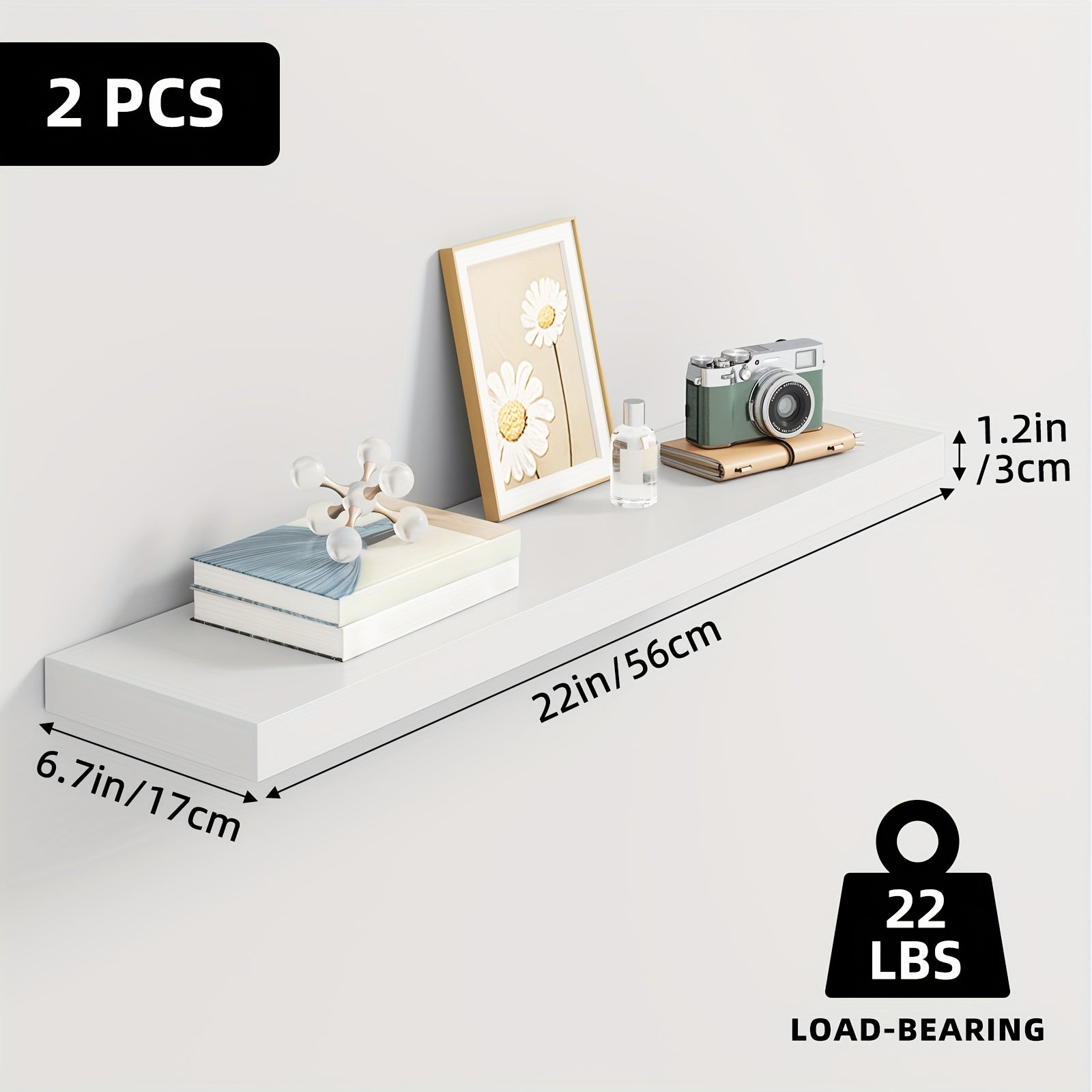 Floating Wall Shelves Set ¨C Wooden Wall-Mounted Shelves for Living Room, Kitchen & Bathroom (2/4/6pcs, 15.7¡±/19.7¡±/22¡±)