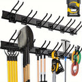 Garage Tool Organizer Wall Mount 48¡± ¨C Heavy Duty Pegboard with Adjustable Swivel Hooks, 1 Double Hook & 5 Straight Hooks, Holds 420lbs, Broom Holder for Yard Tools, Shovels, Hoses & Garden Equipment
