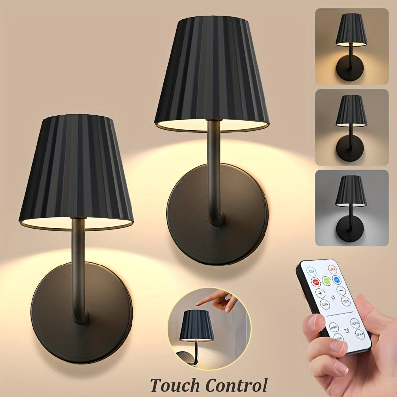 LED Wall Sconce Touch Dimmable Remote Control USB Powered Battery Backup 3 Color Temperatures Timer Easy Install for Bedroom Living Room Hallway Low Voltage No Wiring 1pc or 2pcs
